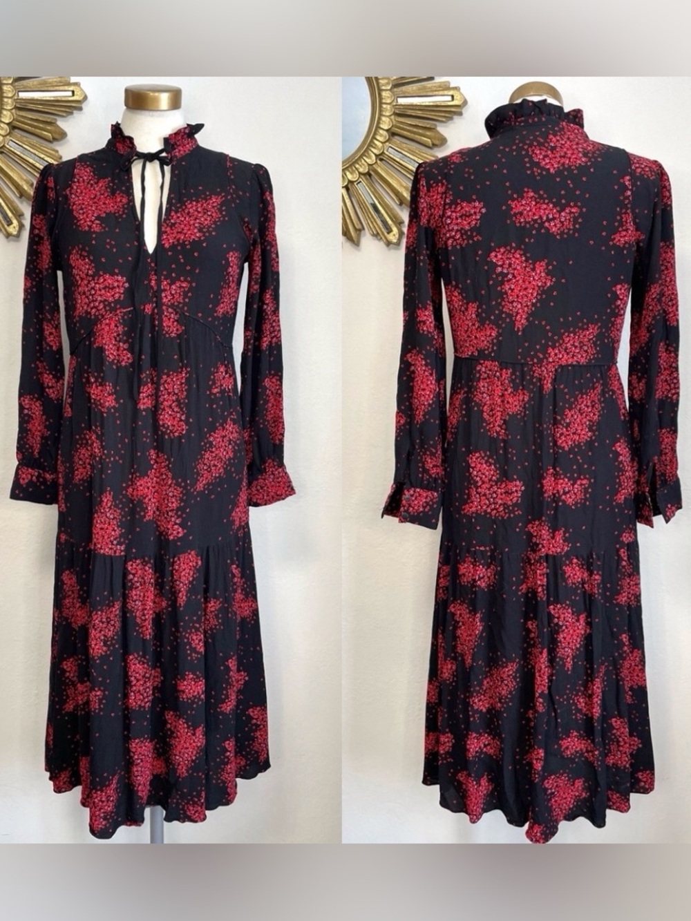 Ba&sh Red Floral Bel Dress